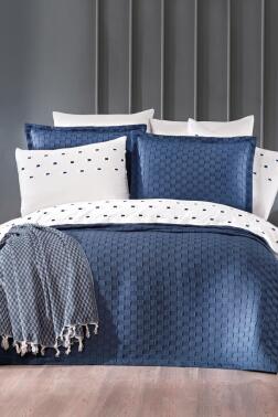 Çeyiz Diyarı Fiona 10 Parça Pikeli Çeyiz Seti İndigo - Çeyiz Diyarı