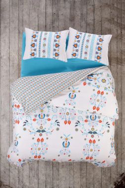 Çeyiz Diyarı Fixe Çift Kişilik Nevresim Takımı Çeşminaz Turkuaz - Çeyiz Diyarı