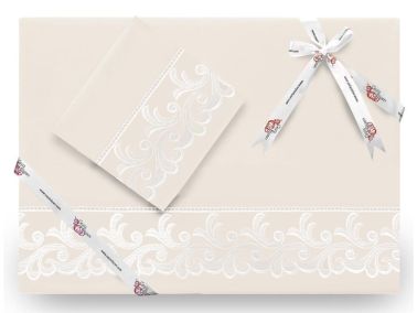 Çeyiz Diyarı Fransız Güpürlü Belinda Sade Nevresim Takımı Krem - Çeyiz Diyarı