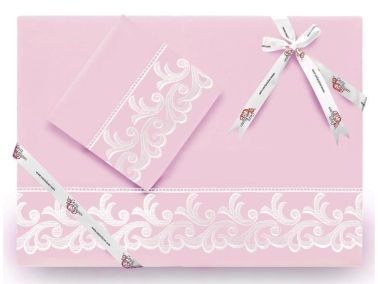 Çeyiz Diyarı Fransız Güpürlü Belinda Sade Nevresim Takımı Pudra - Çeyiz Diyarı