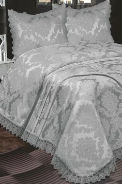 Çeyiz Diyarı Fransız Güpürlü Lunox Tek Kişilik Yatak Örtüsü Antrasit - Çeyiz Diyarı