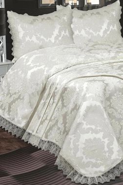 Çeyiz Diyarı Fransız Güpürlü Lunox Tek Kişilik Yatak Örtüsü Krem - Çeyiz Diyarı