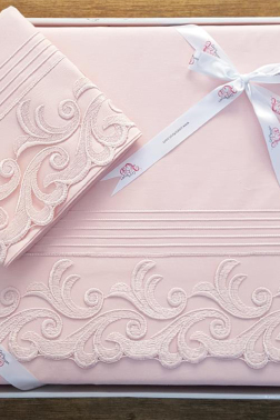 Çeyiz Diyarı Fransız Güpürlü Nervürlü Belinda Nevresim Takımı Pudra - Çeyiz Diyarı (1)