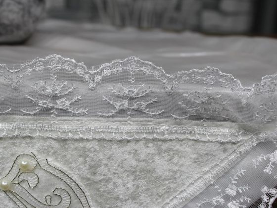 Çeyiz Diyarı Fransız Güpürlü Saten Selin Tek Bohça Krem - Çeyiz Diyarı (1)