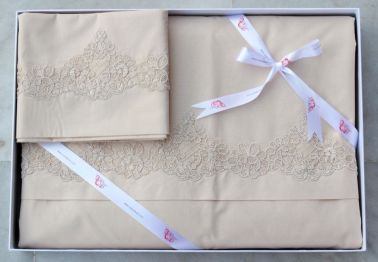 Çeyiz Diyarı Fransız Güpürlü Servella Nevresim Takımı Cappucino - Çeyiz Diyarı