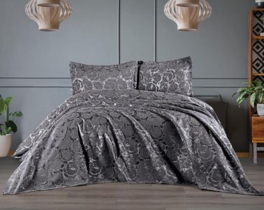 Çeyiz Diyarı Froncois 3 Parça Yatak Örtüsü Takımı Antrasit - Çeyiz Diyarı