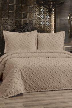 Çeyiz Diyarı Karoks 3 Parça Çift Kişilik Pike Takımı Bej - Çeyiz Diyarı