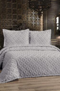 Çeyiz Diyarı Karoks 3 Parça Çift Kişilik Pike Takımı Gri - Çeyiz Diyarı