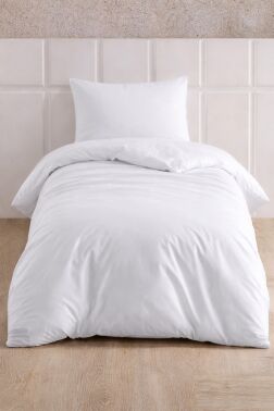 Çeyiz Diyarı Almond Lastikli Çarşaflı Tek Kişilik Nevresim Takımı Beyaz - Çeyiz Diyarı