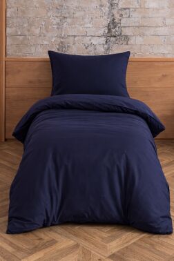 Çeyiz Diyarı Almond Lastikli Çarşaflı Tek Kişilik Nevresim Takımı Lacivert - Çeyiz Diyarı