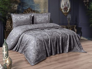 Çeyiz Diyarı Olive 3 Parça Yatak Örtüsü Takımı Antrasit - Çeyiz Diyarı