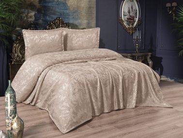 Çeyiz Diyarı Olive 3 Parça Yatak Örtüsü Takımı Bej - Çeyiz Diyarı