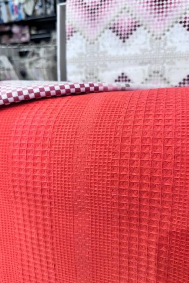Çeyiz Diyarı Petek Tek Kişilik Pamuklu Pike Takımı Turuncu - Çeyiz Diyarı (1)