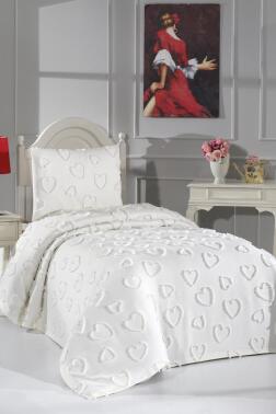Çeyiz Diyarı Pure Love 2 Parça Tek Kişilik Pike Takımı Krem - Çeyiz Diyarı