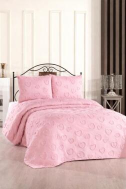 Çeyiz Diyarı Pure Love 3 Parça Çift Kişilik Pike Takımı Pudra - Çeyiz Diyarı