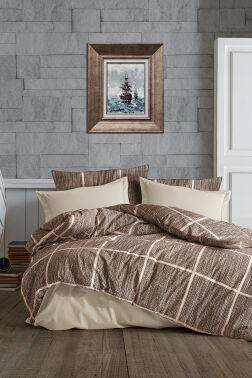 Çeyiz Diyarı Rian Çift Kişilik Nevresim Takımı Kahverengi - Çeyiz Diyarı