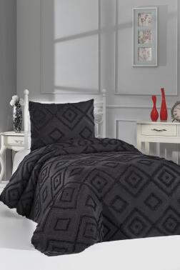 Çeyiz Diyarı Samira 2 Parça Tek Kişilik Pike Takımı Siyah - Çeyiz Diyarı