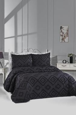 Çeyiz Diyarı Samira 3 Parça Çift Kişilik Pike Takımı Siyah - Çeyiz Diyarı