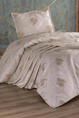 Çeyiz Diyarı Sandra Tek Kişilik Jakarlı Yatak Örtüsü Krem - Çeyiz Diyarı