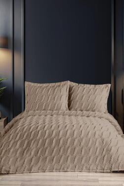 Çeyiz Diyarı Sarkos 3 Parça Çift Kişilik Pike Takımı Bej - Çeyiz Diyarı