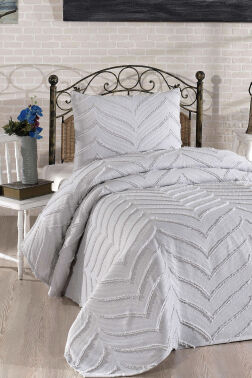 Çeyiz Diyarı Sementina 2 Parça Tek Kişilik Pike Takımı Gri - Çeyiz Diyarı