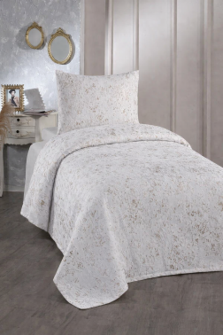 Çeyiz Diyarı Slayka Tek Kişilik Yatak Örtüsü Krem Cappucino - Çeyiz Diyarı