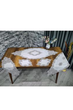 Çeyiz Diyarı Sofia 5 Parça Keten Salon Takımı Krem Silver - Çeyiz Diyarı