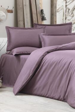 Çeyiz Diyarı Stripe Tek Kişilik PollySaten Nevresim Takımı Lila - Çeyiz Diyarı