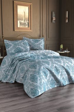 Çeyiz Diyarı Sude Jakarlı Yatak Örtüsü Petrol - Çeyiz Diyarı