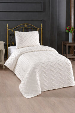 Çeyiz Diyarı Zigra 2 Parça Tek Kişilik Pike Takımı Krem - Çeyiz Diyarı