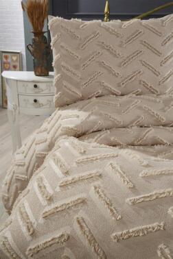 Çeyiz Diyarı Zigra 3 Parça Çift Kişilik Pike Takımı Bej - Çeyiz Diyarı (1)