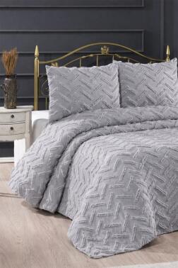 Çeyiz Diyarı Zigra 3 Parça Çift Kişilik Pike Takımı Gri - Çeyiz Diyarı