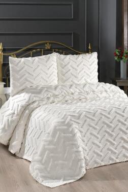 Çeyiz Diyarı Zigra 3 Parça Çift Kişilik Pike Takımı Krem - Çeyiz Diyarı