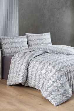 Çeyiz Diyarı Zigzag Çift Kişilik Nevresim Takımı Gri - Çeyiz Diyarı
