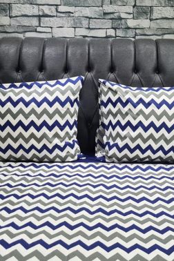 Çeyiz Diyarı Zigzag Tek Kişilik Nevresim Takımı Lacivert - Çeyiz Diyarı