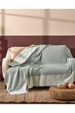 Çeyizdiyarı %100 Polyester Saçaklı Koltuk Örtüsü Açık Yeşil - Çeyiz Diyarı