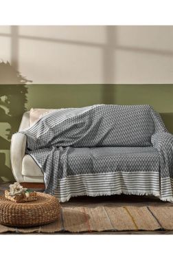 Çeyizdiyarı %100 Polyester Saçaklı Koltuk Örtüsü Antrasit - Çeyiz Diyarı
