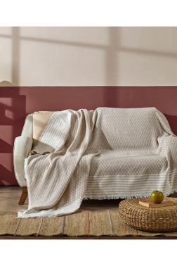 Çeyizdiyarı %100 Polyester Saçaklı Koltuk Örtüsü Bej - Çeyiz Diyarı