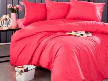 Çeyizdiyarı Faint Line Tek Kişilik Nevresim Takımı Kırmızı - Çeyiz Diyarı