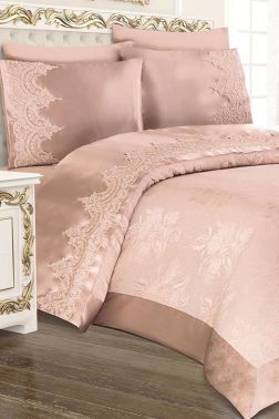 Çeyizdiyarı Fransız Güpürlü Çeyizlik Pike Takımı Lisa Cappucino - Çeyiz Diyarı