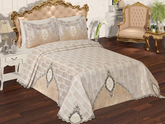 Çeyizdiyarı Jesica 6 Parça Şönil Pike Takımı Bej - Çeyiz Diyarı