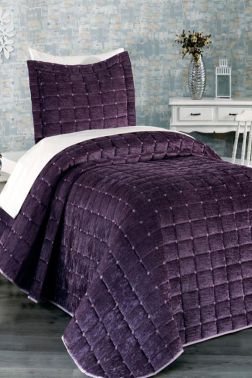 Çeyizdiyarı Laila Tek Kişilik Yatak Örtüsü Mürdüm - Çeyiz Diyarı