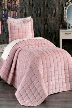 Çeyizdiyarı Laila Tek Kişilik Yatak Örtüsü Pudra - Çeyiz Diyarı