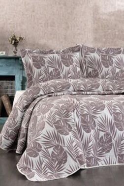 Çeyizdiyarı Lora 3 Parça Pike Takımı Mürdüm - Çeyiz Diyarı