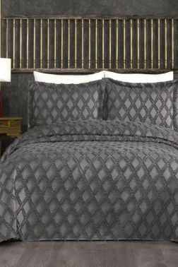 Çeyizdiyarı Lucca 3 Parça Pike Takımı Antrasit - Çeyiz Diyarı