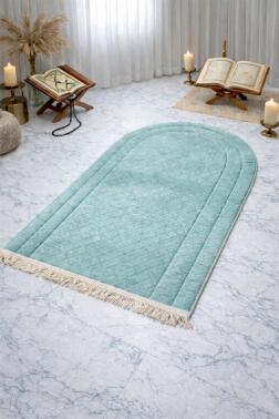 Çeyizdiyarı Nesibe Kadife Dolgulu Seccade Mint - Çeyiz Diyarı