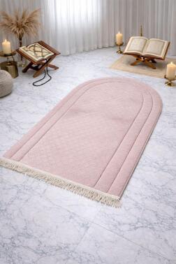 Çeyizdiyarı Nesibe Kadife Dolgulu Seccade Pudra - Çeyiz Diyarı