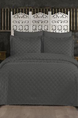 Çeyizdiyarı Orya 3 Parça Pike Takımı Antrasit - Çeyiz Diyarı