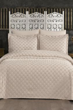 Çeyizdiyarı Orya 3 Parça Pike Takımı Cappucino - Çeyiz Diyarı