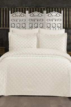 Çeyizdiyarı Orya 3 Parça Pike Takımı Krem - Çeyiz Diyarı